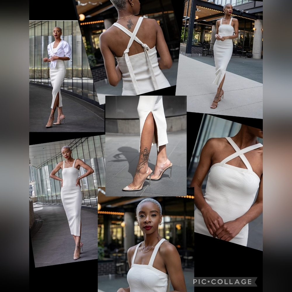 Signedblake The Drop Cream Ribbed Maxu Dress Size L